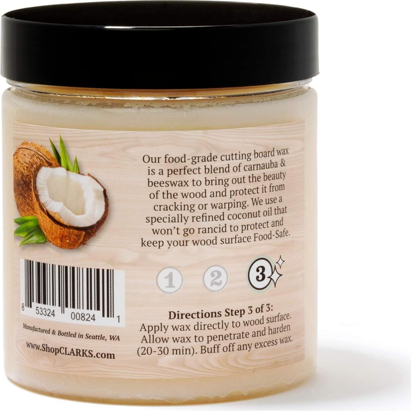 Cera para Tabla de Cortar CLARK'S 170g - Grado Alimenticio Coco