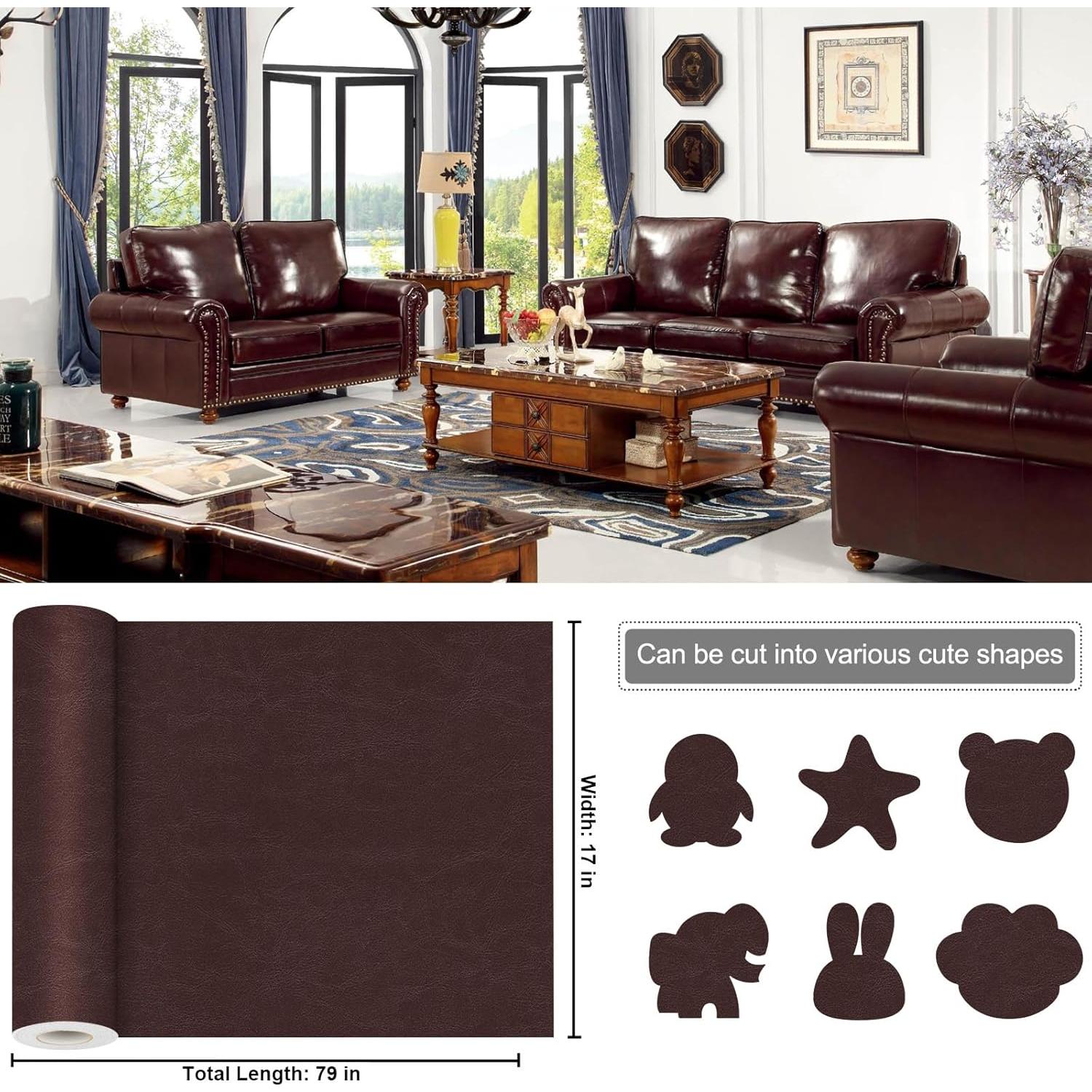 Parche de Cuero Autoadhesivo DKStarry 43x200 cm Marrón