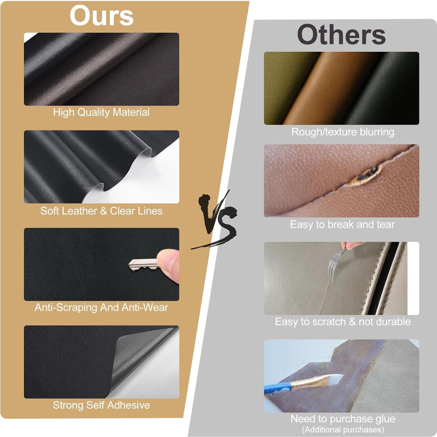 Parche de Cuero Autoadhesivo DKStarry 43x200 cm Marrón