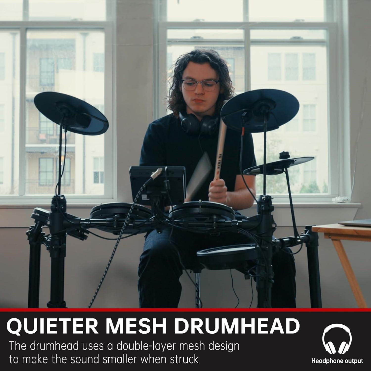 Batería Electrónica AODSK AED-403 con Pads de Malla