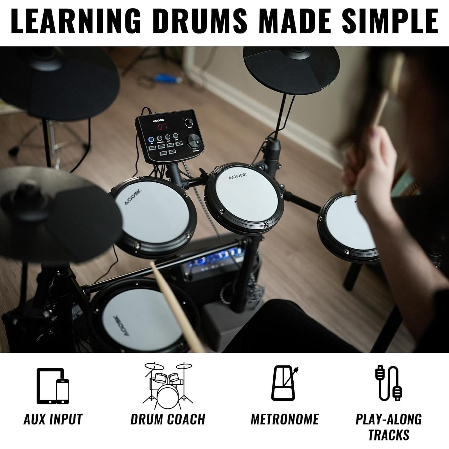 Batería Electrónica AODSK AED-403 con Pads de Malla