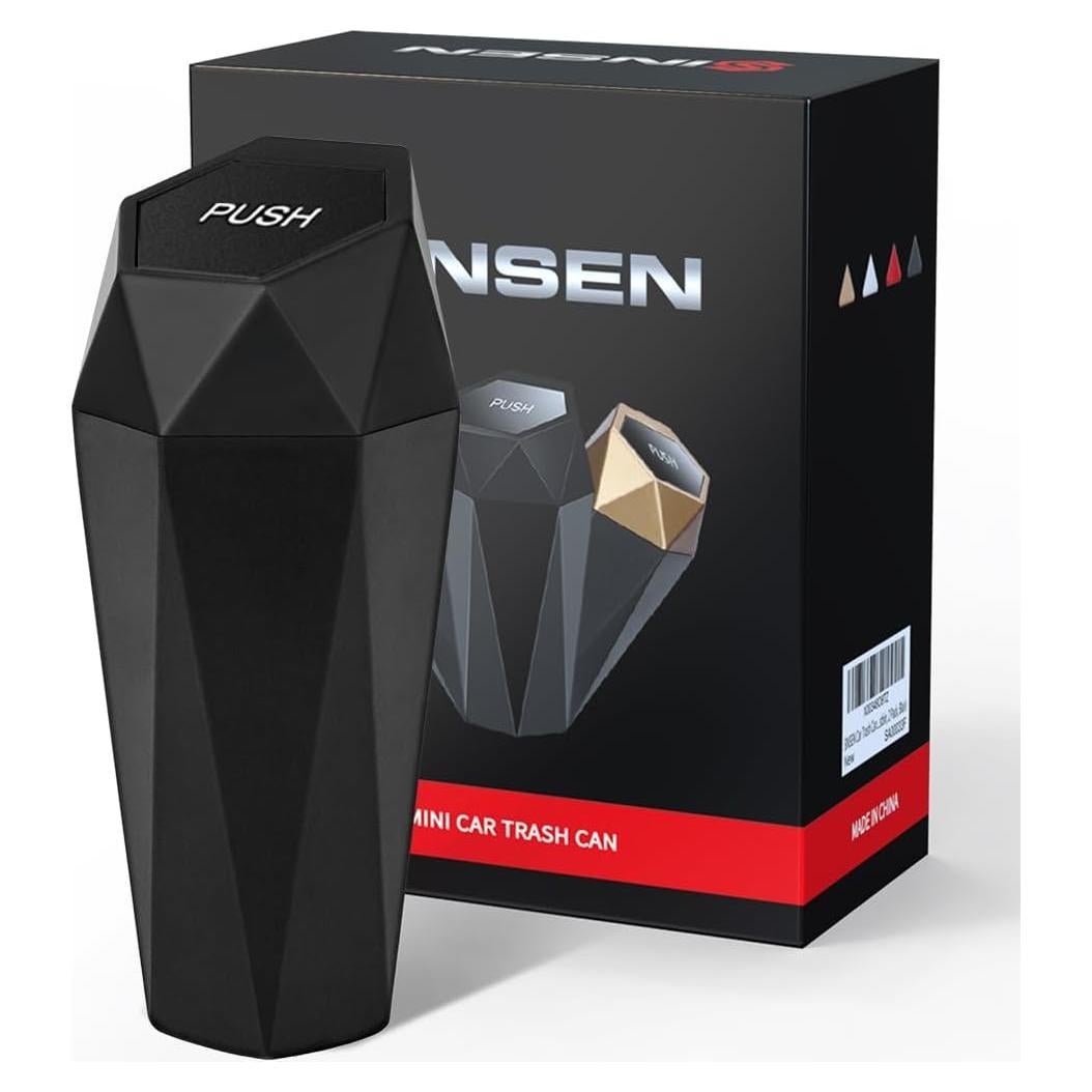 Basurero de Coche SINSEN Negro Diamante 0.68kg con Tapa