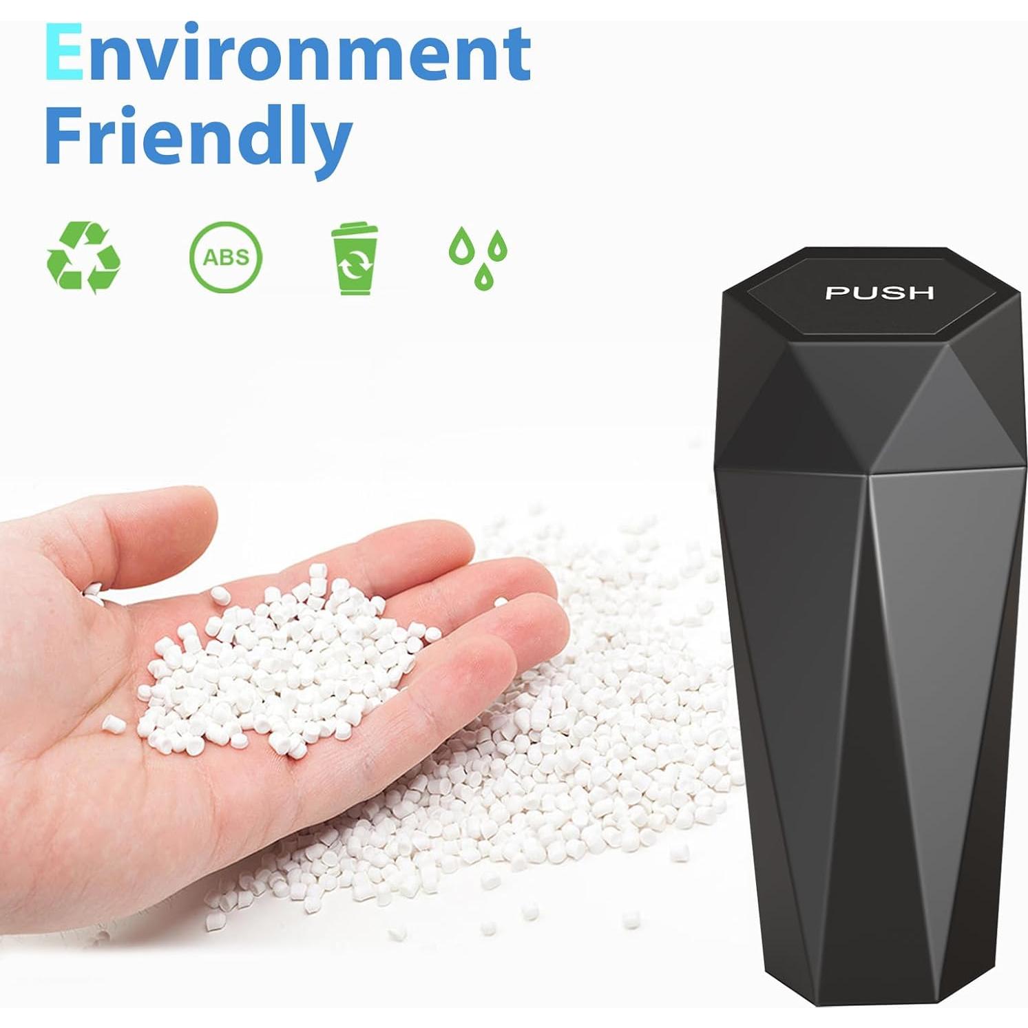 Basurero de Coche SINSEN Negro Diamante 0.68kg con Tapa