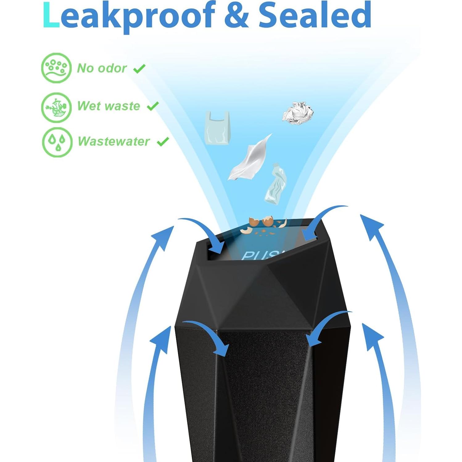 Basurero de Coche SINSEN Negro Diamante 0.68kg con Tapa