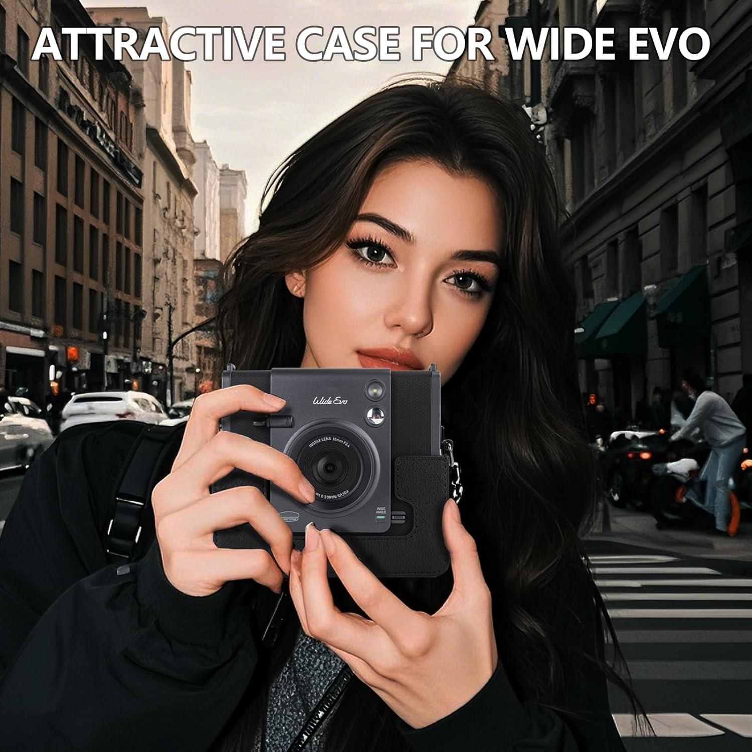 Funda de cámara Fujifilm Instax Wide EVO - Cuero PU Negro