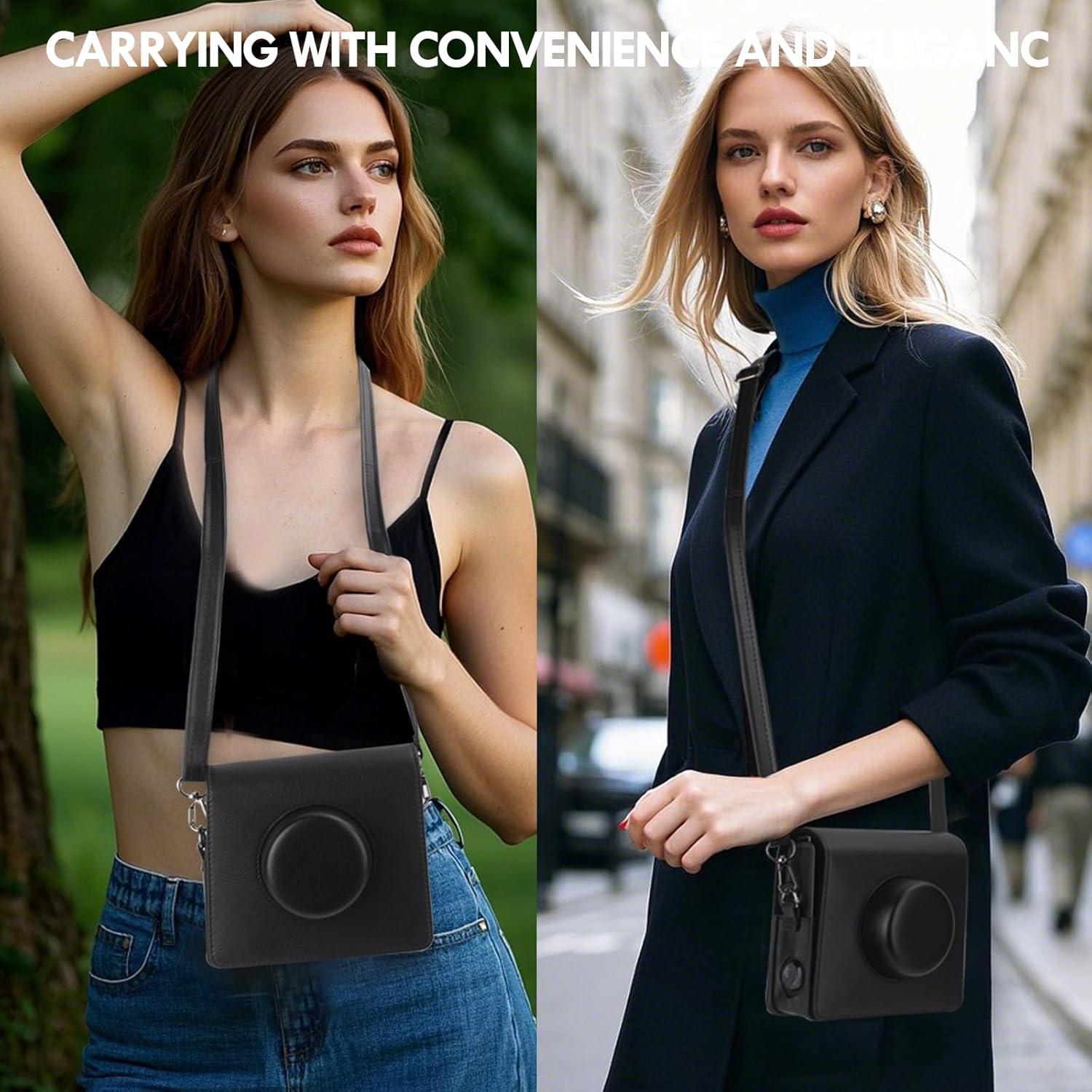 Funda de cámara Fujifilm Instax Wide EVO - Cuero PU Negro