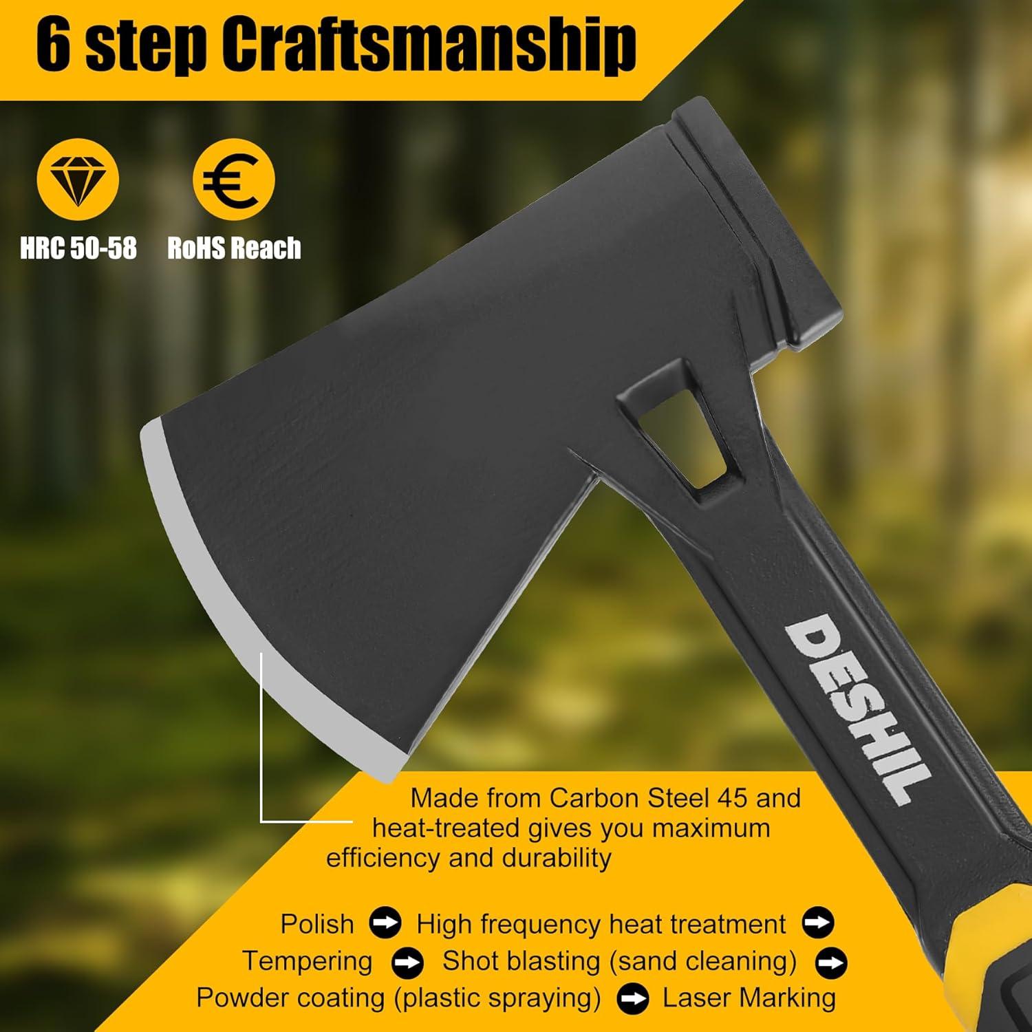 Hacha de Camping DESHIL 14" (35.56 cm) Acero Carbono Fibra Vidrio