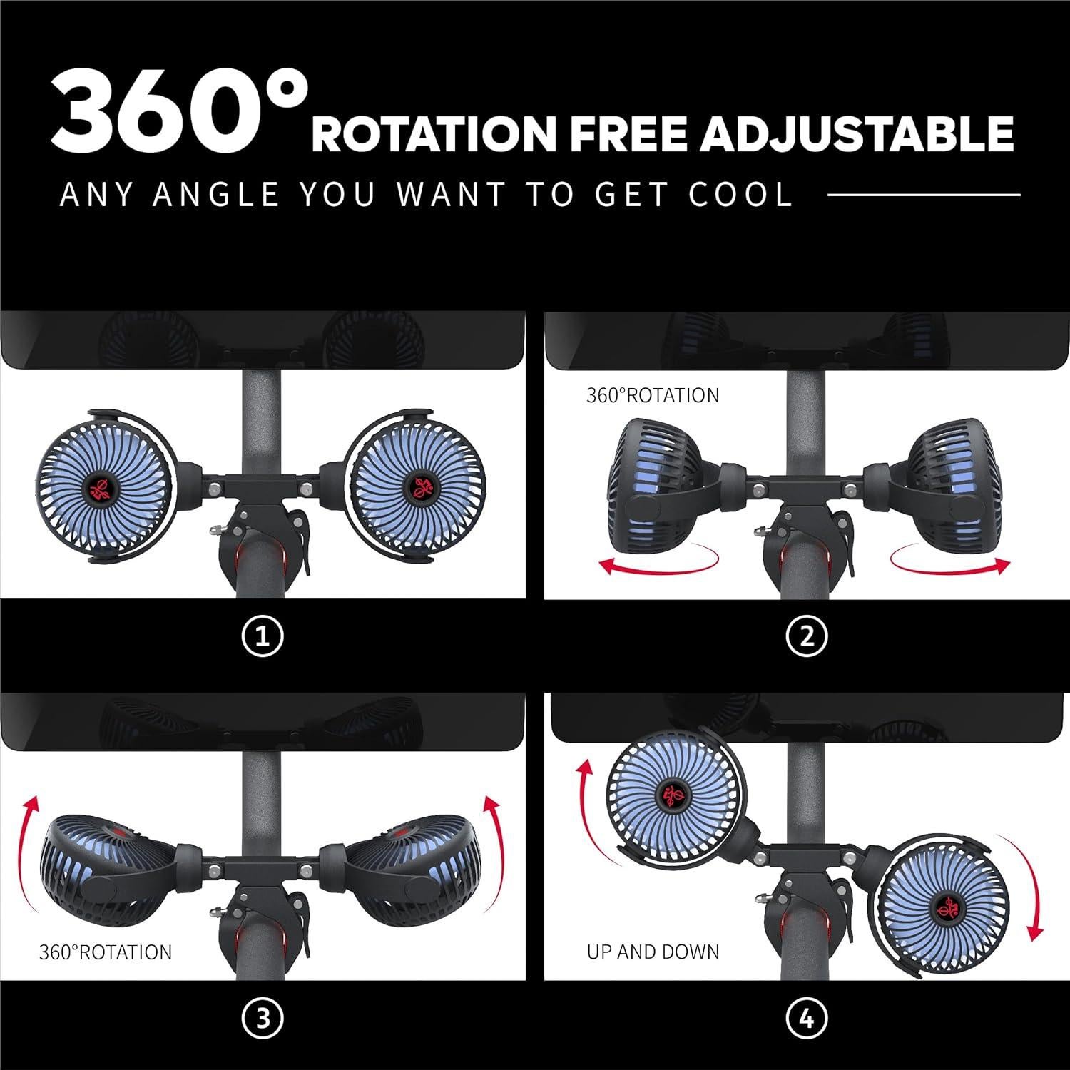 Ventilador Doble Crostice DFAN para Bicicleta Plus, 3 Velocidades