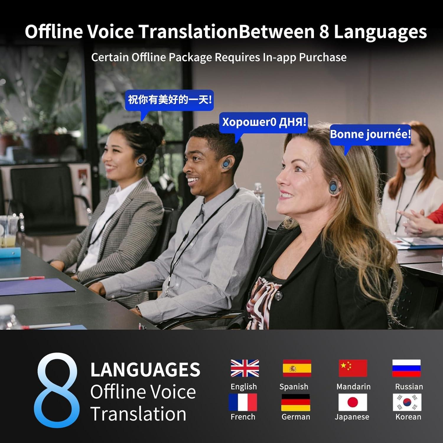 Auriculares Traductores AI Umzxni M57, 144 Idiomas, Bluetooth 5.4