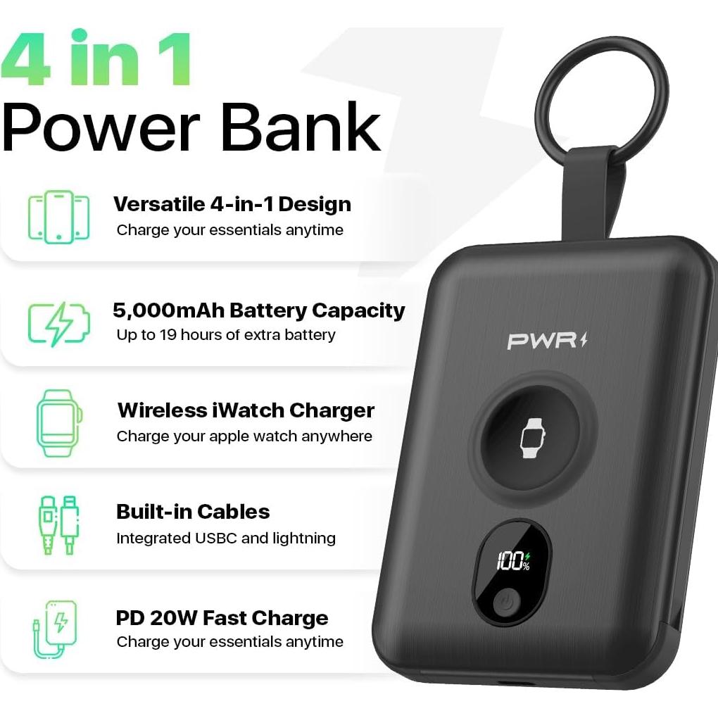 Cargador Portátil PWR Versa 4 en 1 para Apple Watch 5000mAh