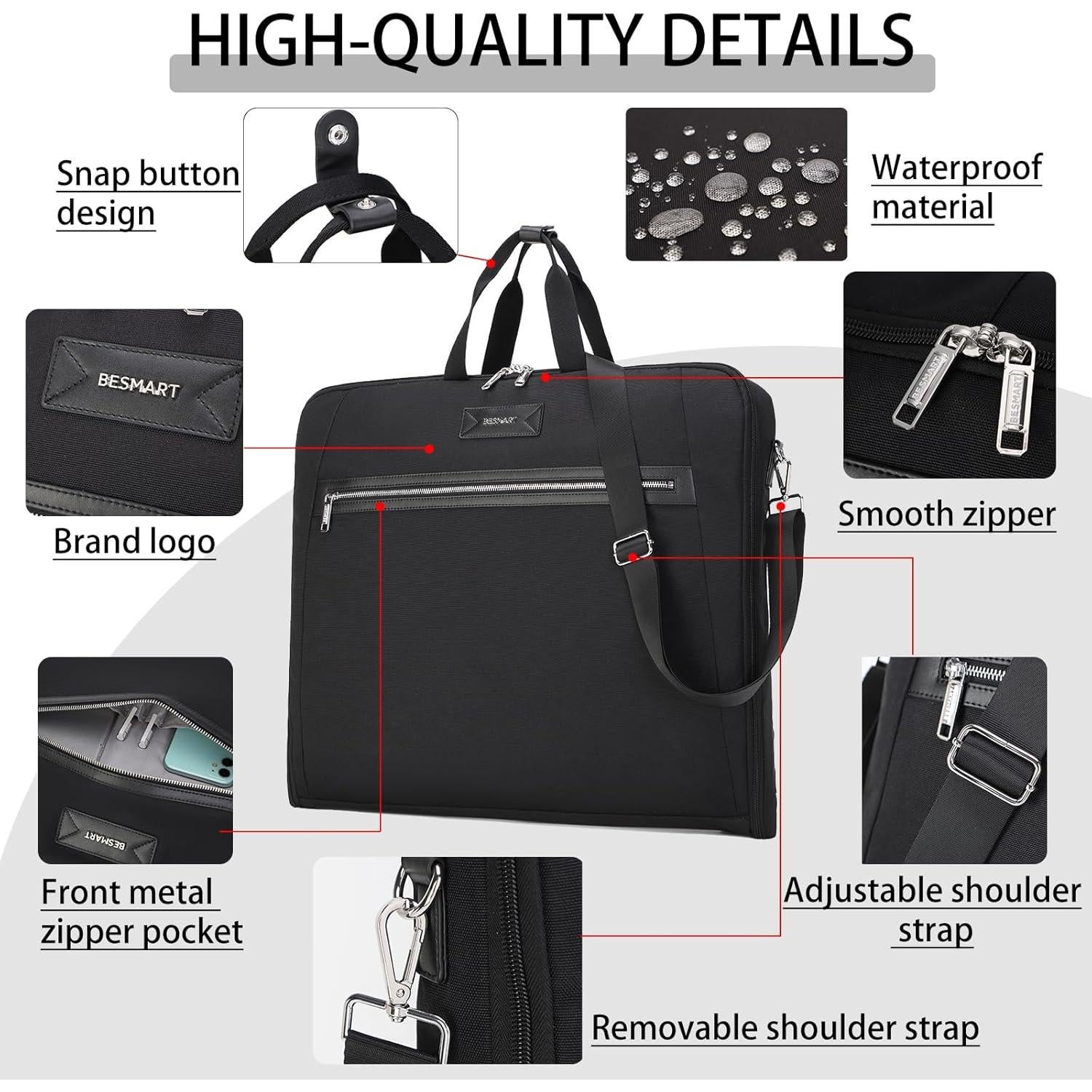 Bolsa de Ropa de Viaje BE SMART Negra Impermeable 64x52 cm