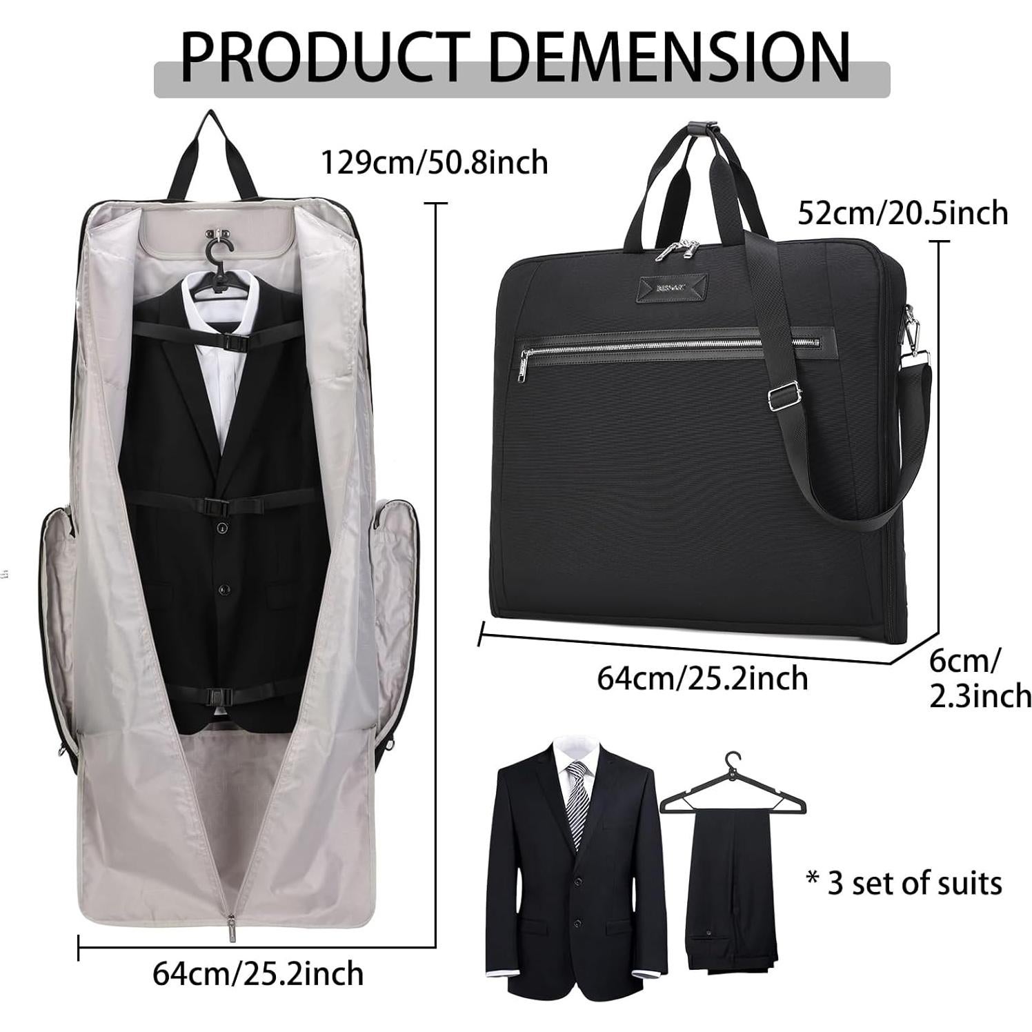 Bolsa de Ropa de Viaje BE SMART Negra Impermeable 64x52 cm