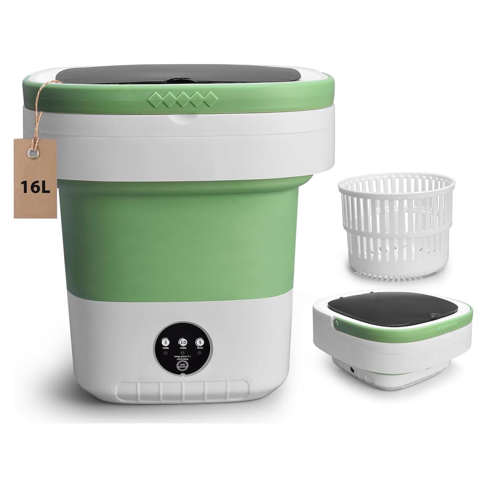 Lavadora Portátil FADSKKJ 16L Mini Plegable con Centrifugado