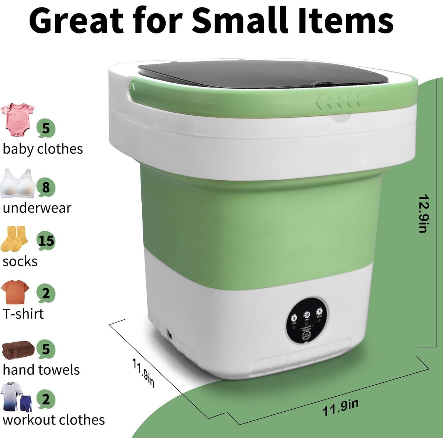 Lavadora Portátil FADSKKJ 16L Mini Plegable con Centrifugado