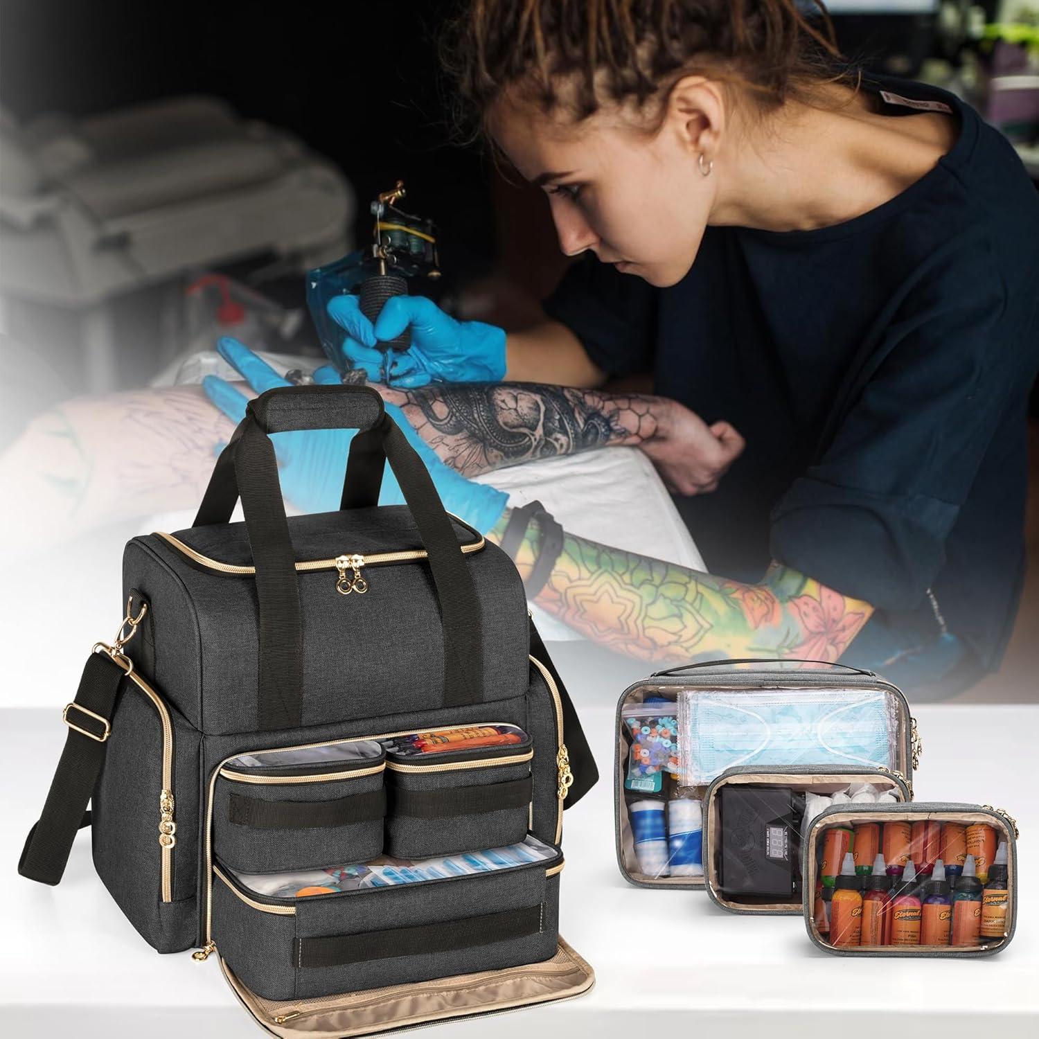 Funda de Viaje para Tatuajes LUXJA Negra con 3 Estuches Extraíbles