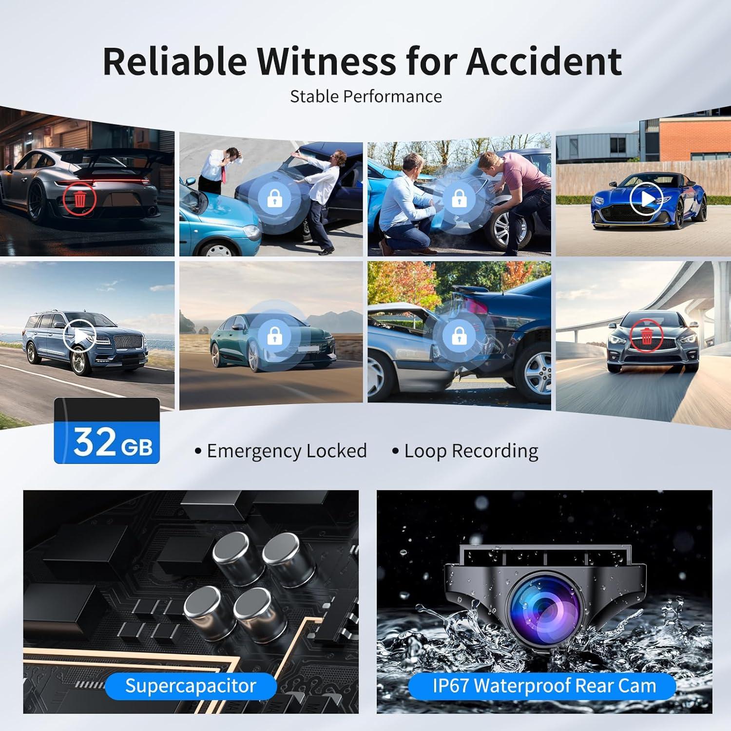 Cámara de Espejo Retrovisor 4K JOMISE G814 11" con Tarjeta 64GB