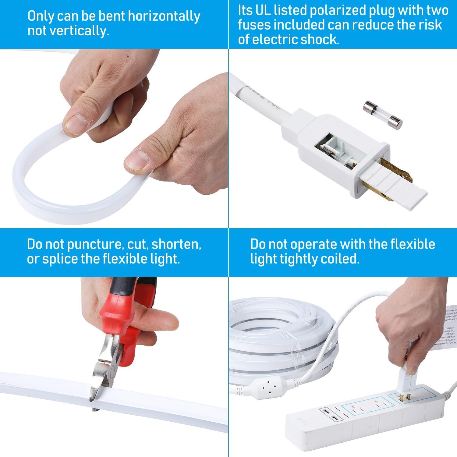 Luces LED de Neón LEONLITE 15.24M Blanco Cálido IP67