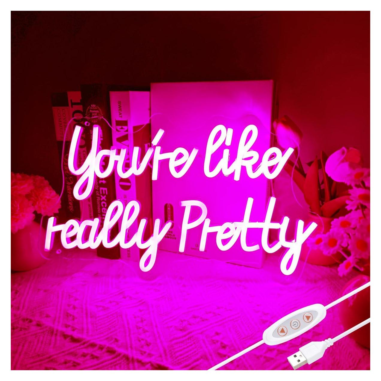 Letrero de Neón LED Rosa Yiedfino 38x23 cm Decoración