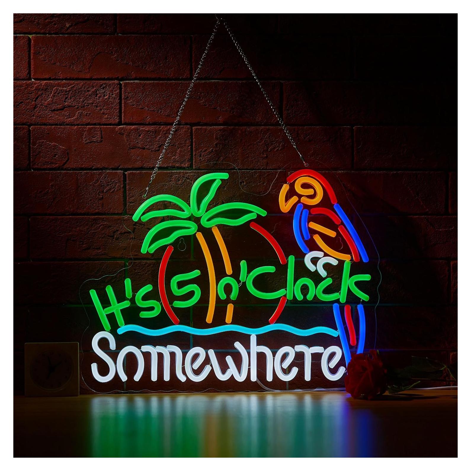 Letrero de Neón ZODZ 'Son las 5 en algún lugar' LED 42x32 cm