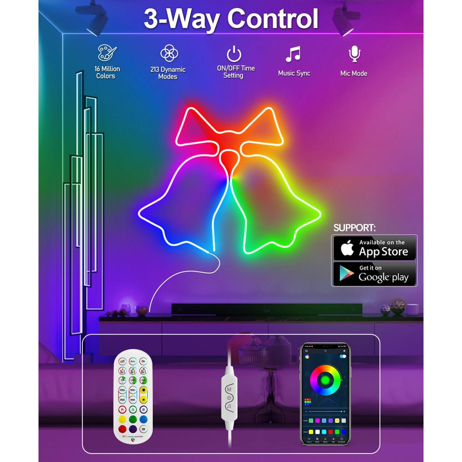 Tira de Luces LED Neón RGBICW 2.99m con Control APP