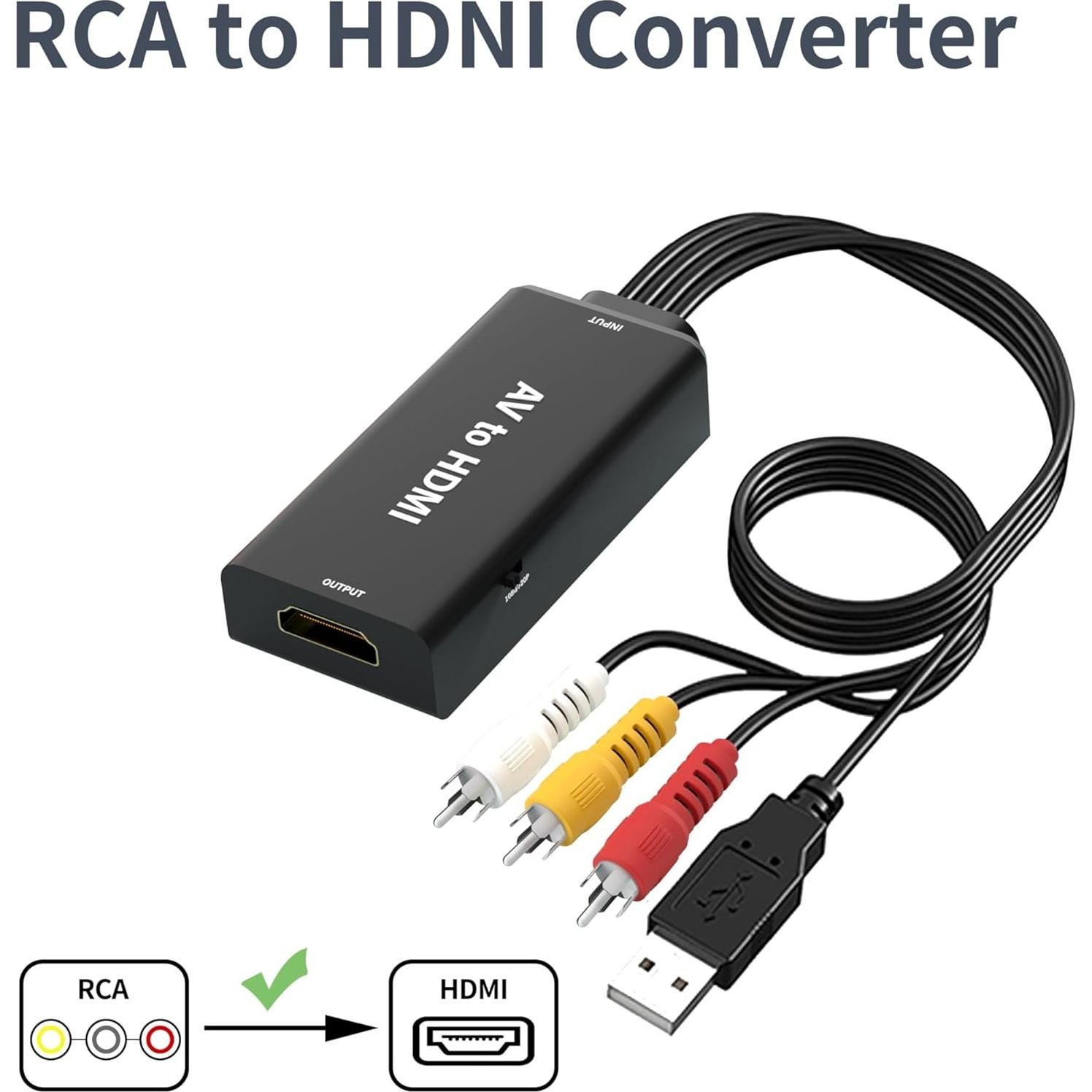 Convertidor RCA a HDMI TLsiwio 1080P para TV y PC