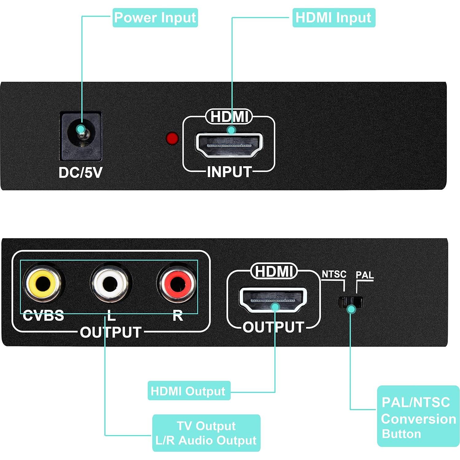 Adaptador HDMI a RCA NEWCARE 1080P AV CVBS para TV