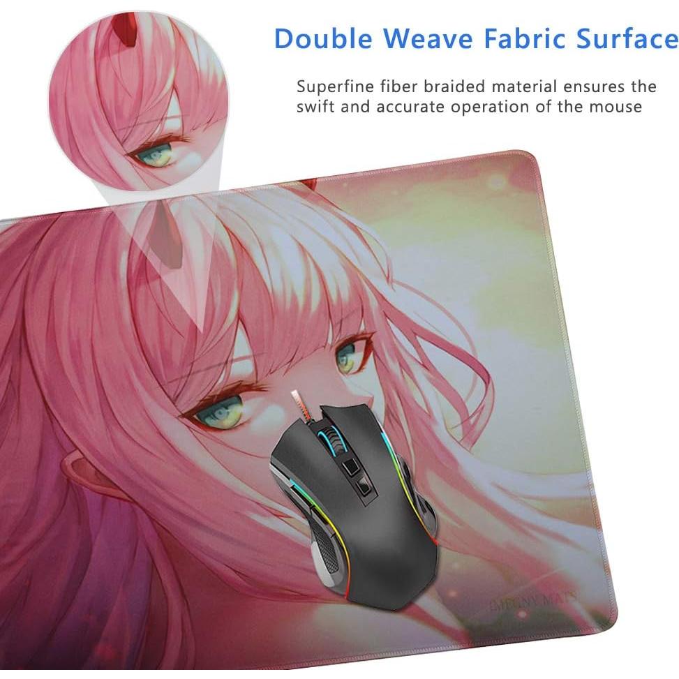 Extended Gaming Mouse Pad, Portable Mat for Keyboard & Mouse with Stitched Edges + Non-Slip Rubber Base