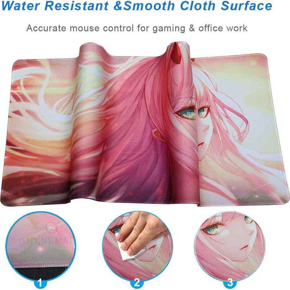 Extended Gaming Mouse Pad, Portable Mat for Keyboard & Mouse with Stitched Edges + Non-Slip Rubber Base