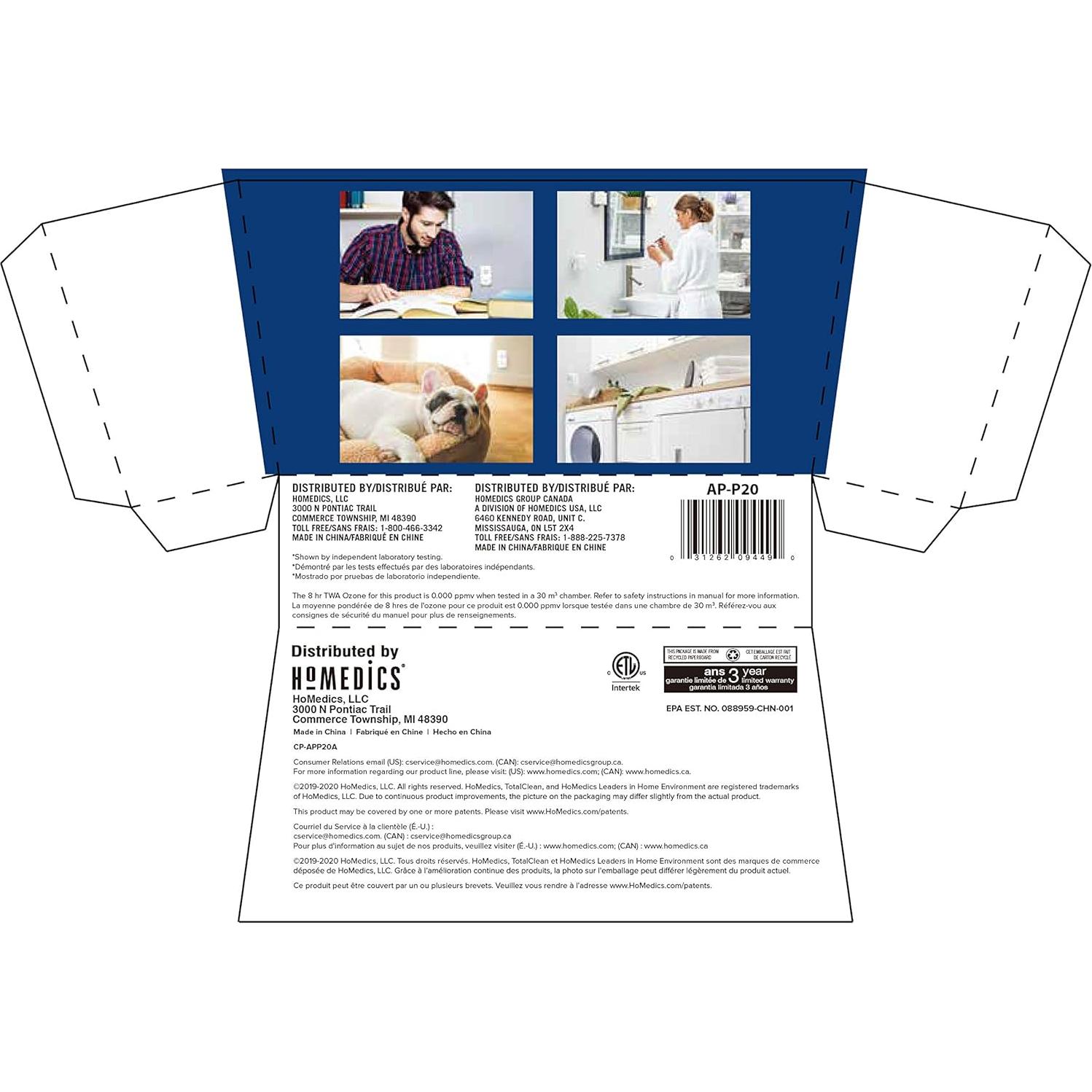 Purificador de Aire Personal UV-C HoMedics TotalClean - Paquete de 4