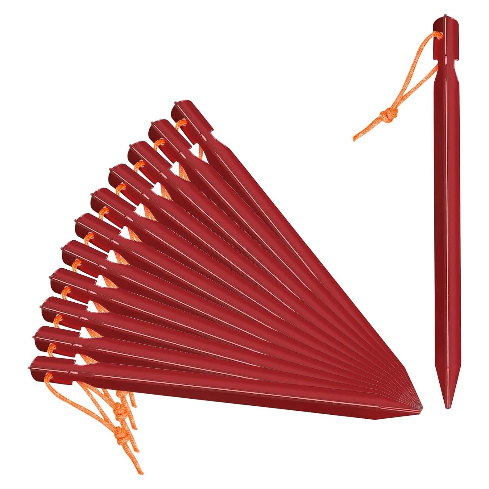 Estacas de Tienda Grassman 12 Pack Aluminio 7075 17.78 cm Rojas