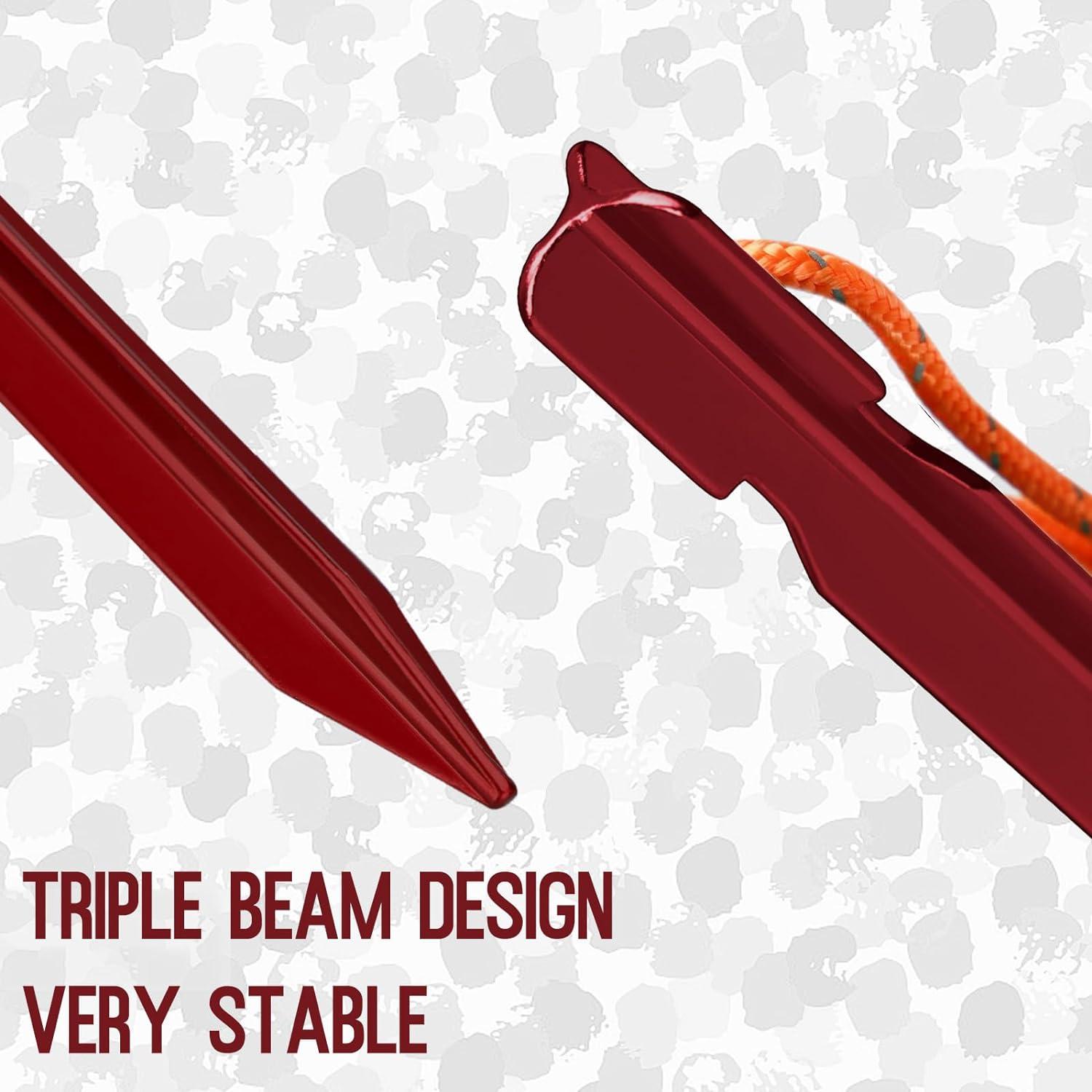 Estacas de Tienda Grassman 12 Pack Aluminio 7075 17.78 cm Rojas