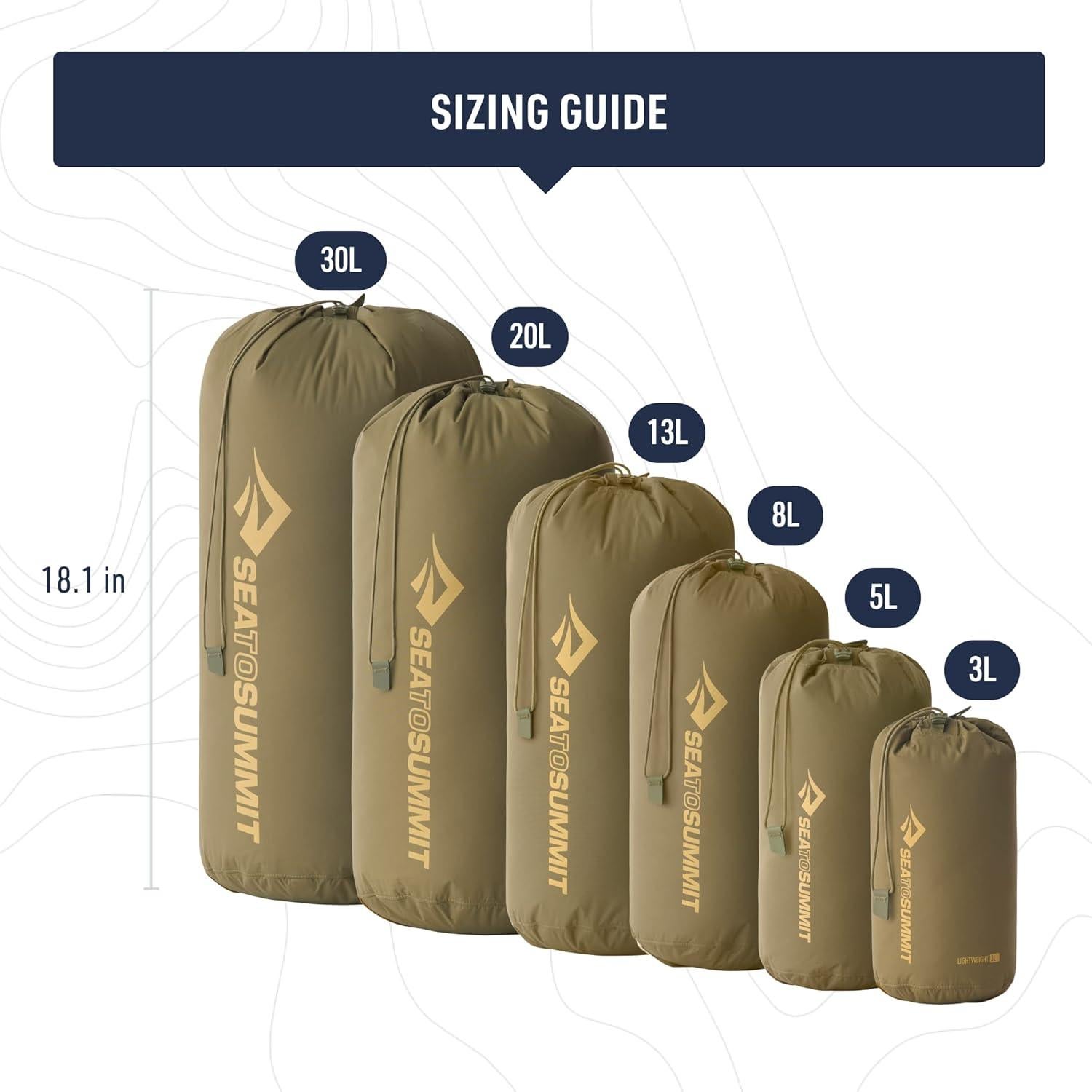 Saco de Compresión Ligero Sea to Summit 3L Nylon Verde Oliva