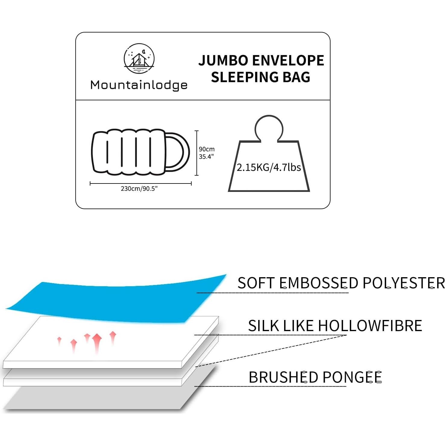 Saco de Dormir Jumbo VESPERBUDDY 230x90 cm Impermeable