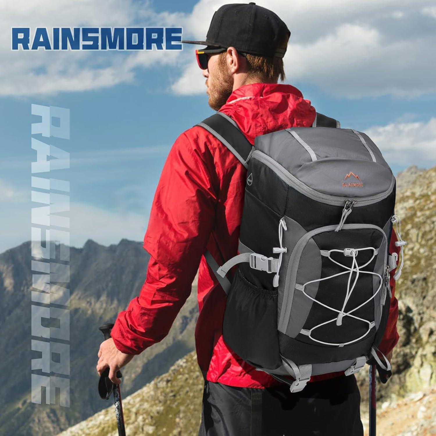 Mochila de Senderismo Plegable RAINSMORE 40L Impermeable Negra