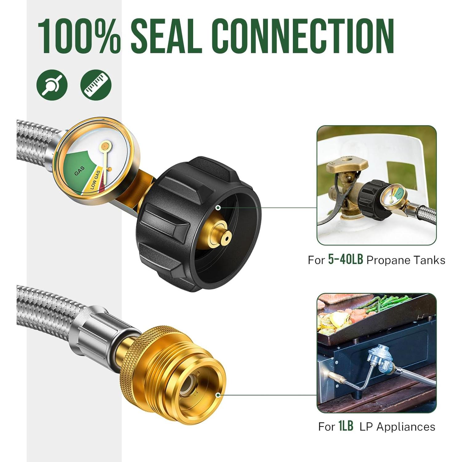 Adaptador Manguera Propano Alloxity 1lb a 20lb con Medidor