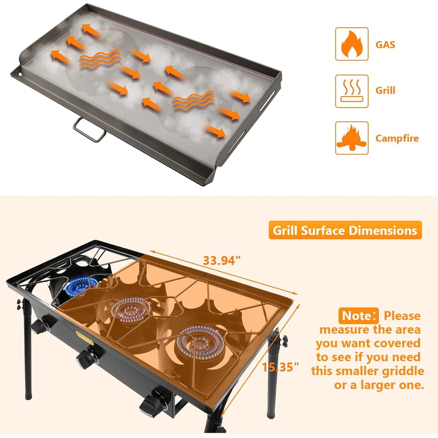 Plancha de Camping Hisencn 14" x 32" para Estufa Camp Chef