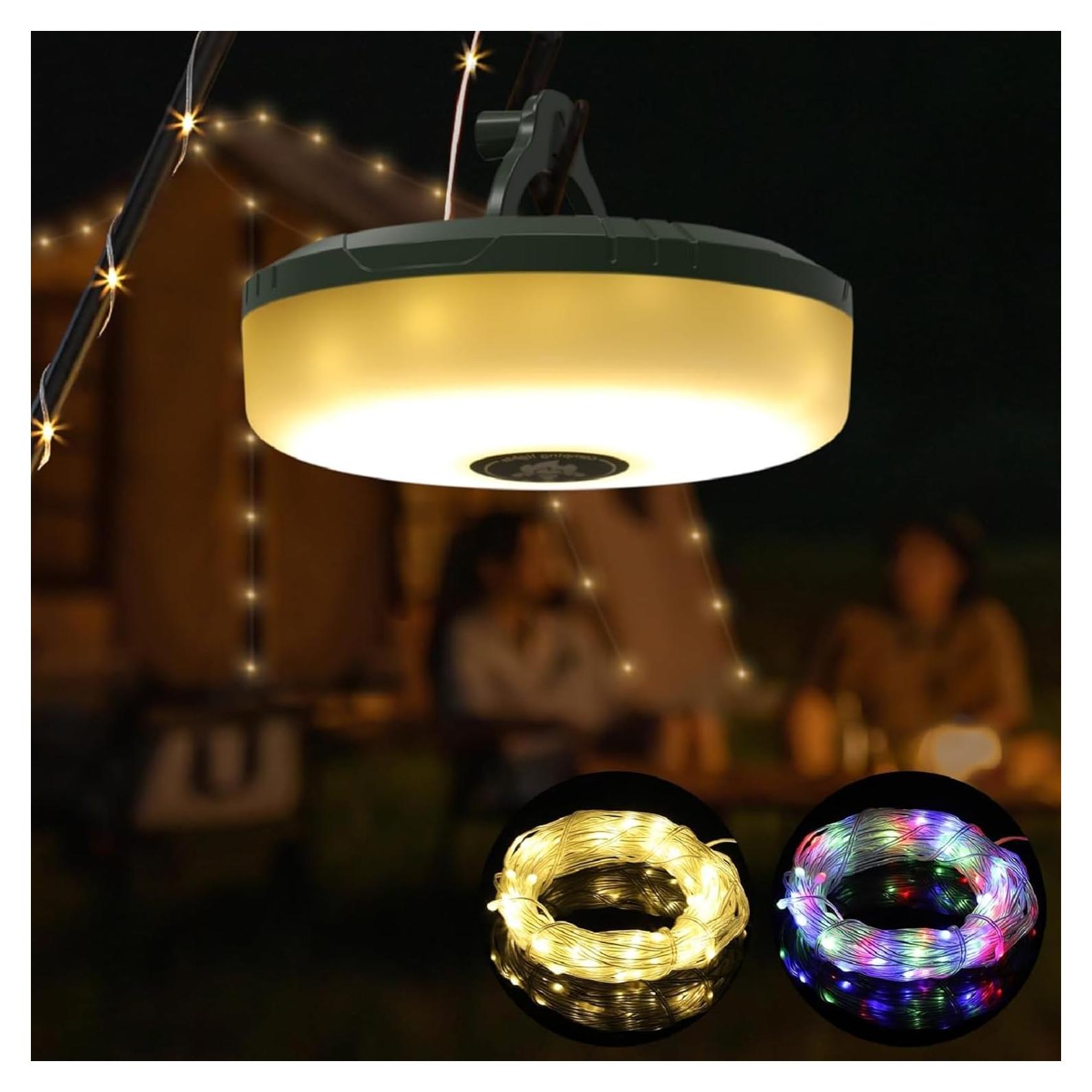 Luces de Cuerda para Camping Siloon 10m Recargables USB Impermeables