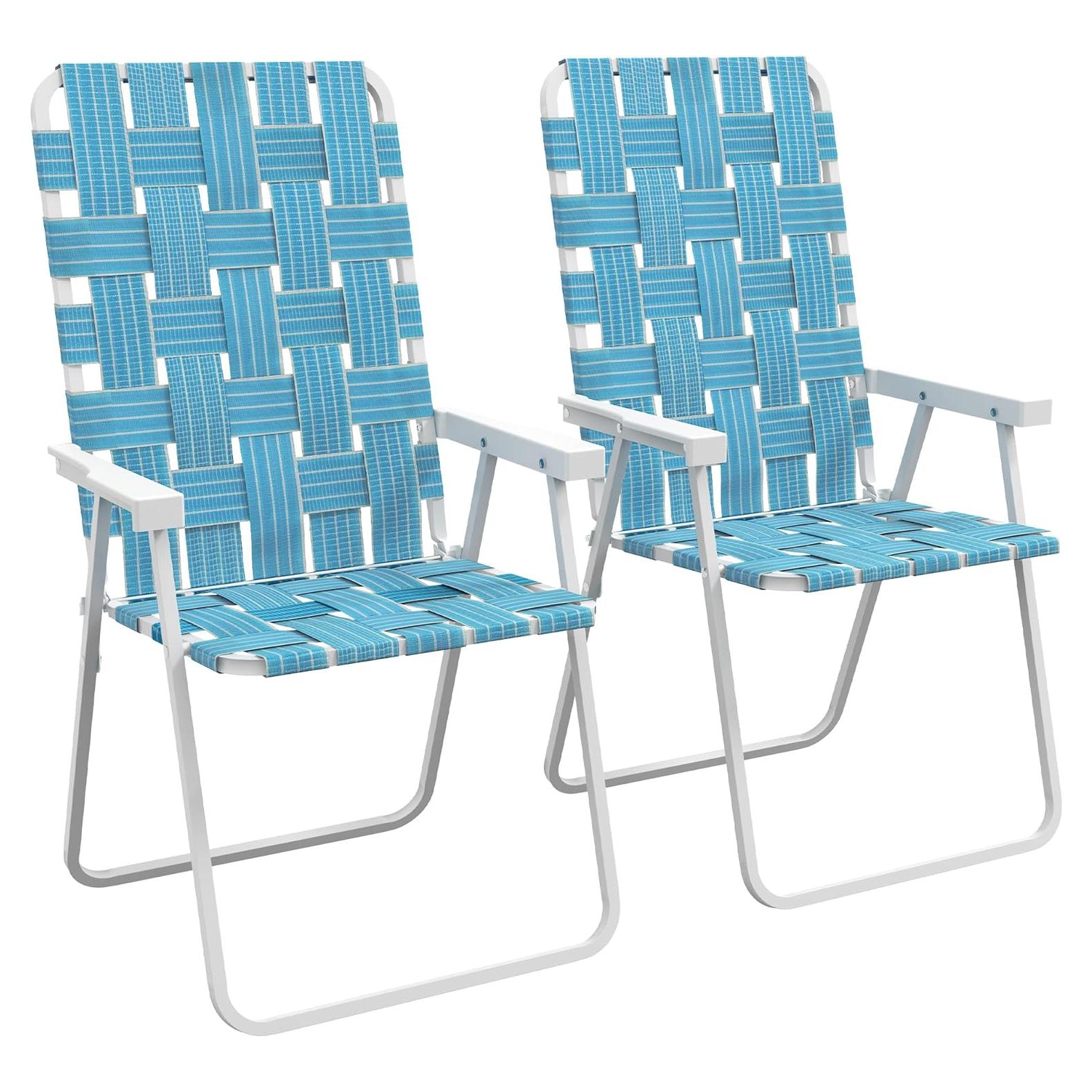 Juego de 2 Sillas Plegables Outsunny para Jardín Azul