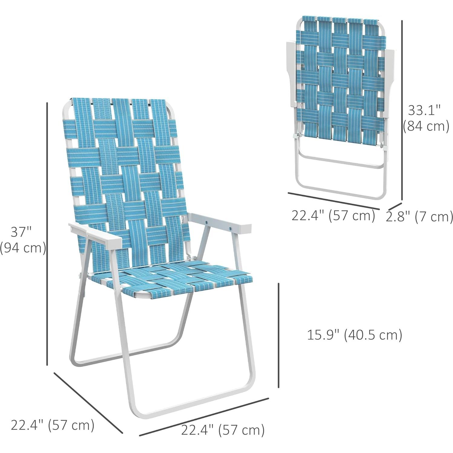 Juego de 2 Sillas Plegables Outsunny para Jardín Azul