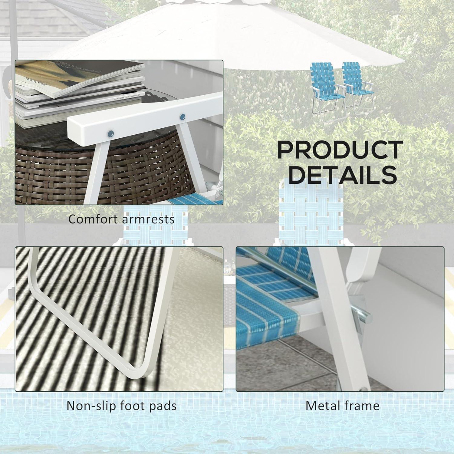 Juego de 2 Sillas Plegables Outsunny para Jardín Azul