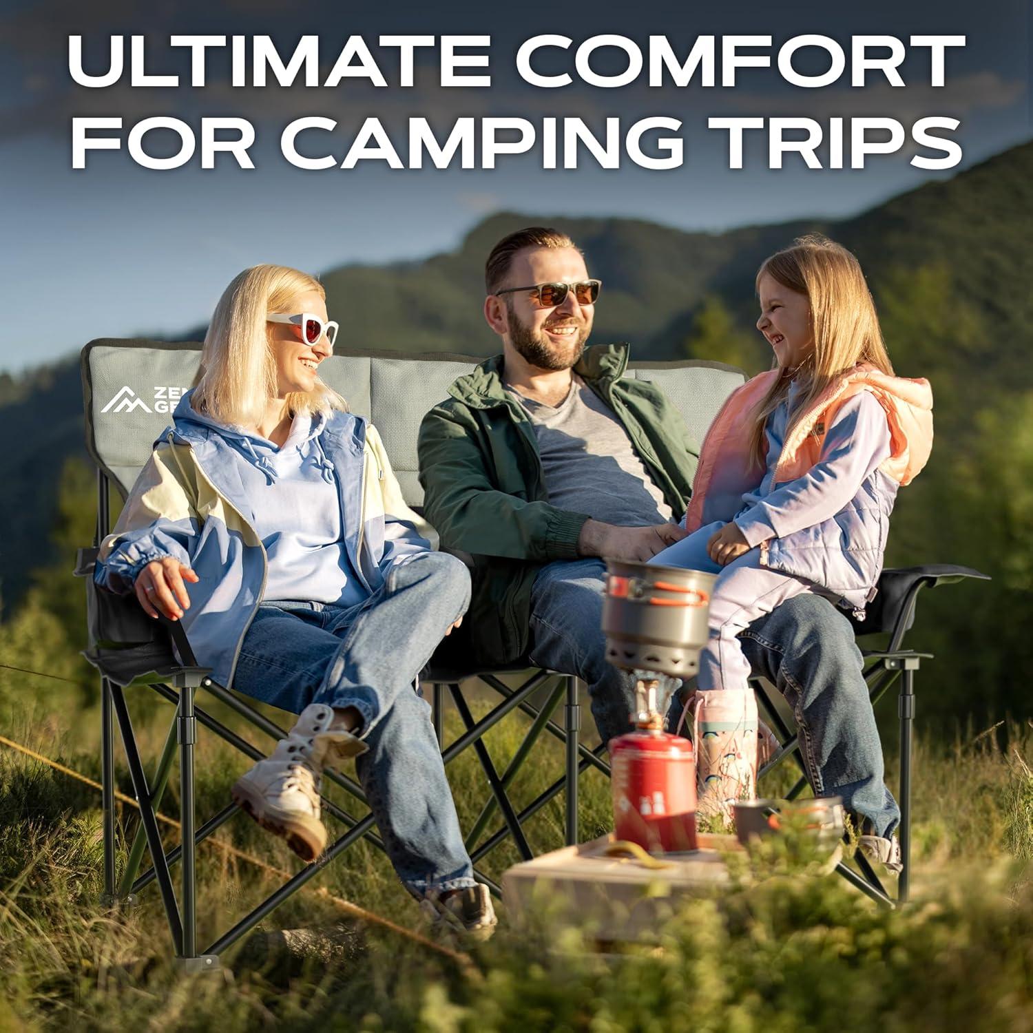 Silla de Camping Doble ZENTA GEAR Plegable 240 kg Acolchada