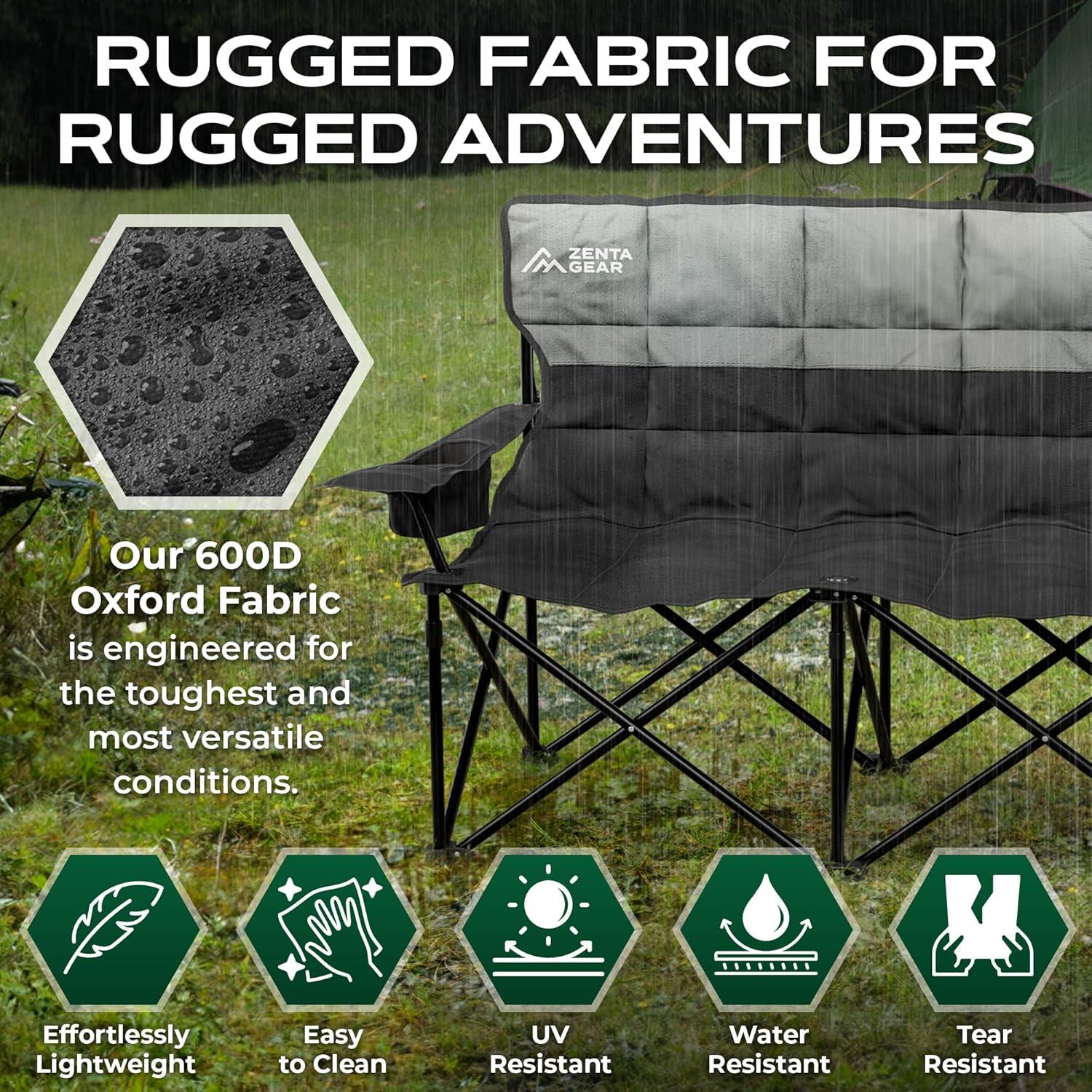 Silla de Camping Doble ZENTA GEAR Plegable 240 kg Acolchada