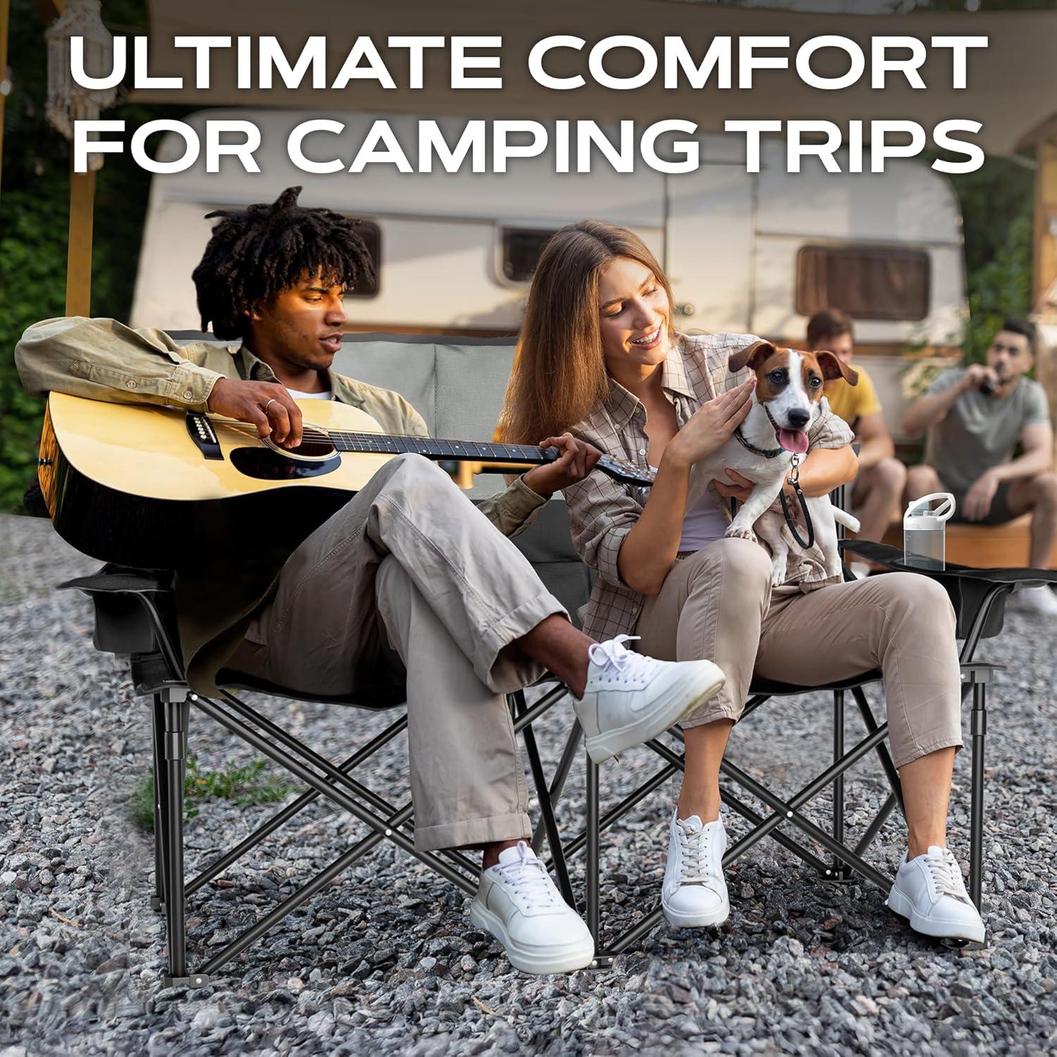 Silla de Camping Doble ZENTA GEAR Plegable 240 kg Acolchada