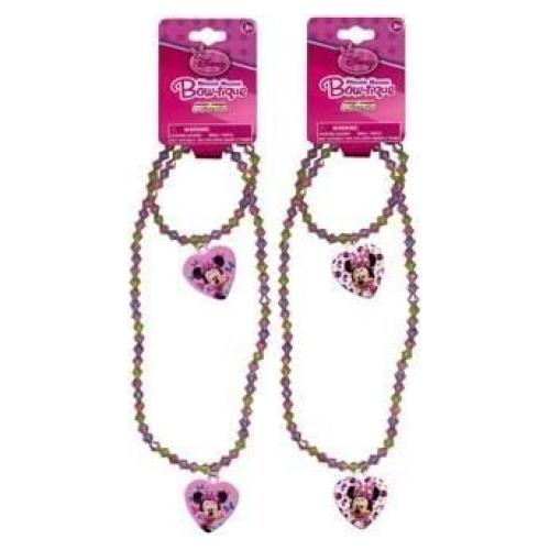 Conjunto de Collar y Pulsera Minnie Mouse UPD - 2 Unidades Rosa y Púrpura