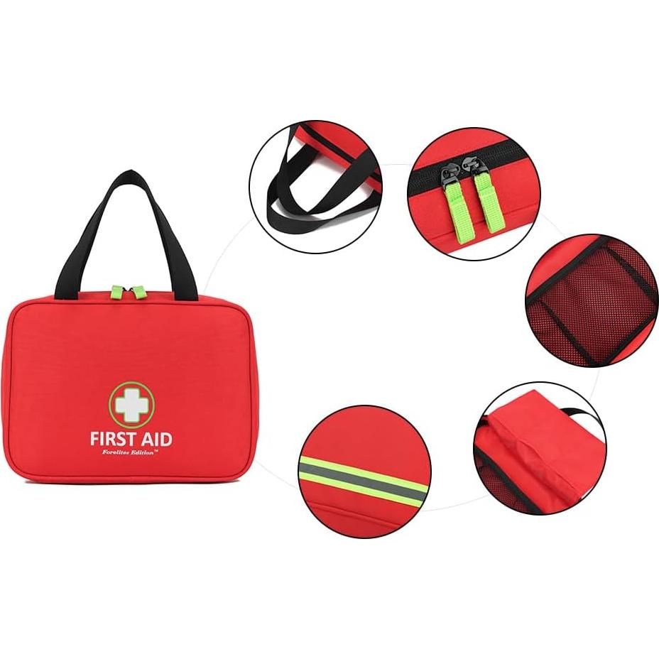 Handy First Aid Bag Empty (Bag Only), First Aid Kit Portable For Home, Office, Vehicle, Emergency Kit For Your Next Adventure, First Aid Supplies Organizer Bag For Camping, Travel, Sports, Red Pouch