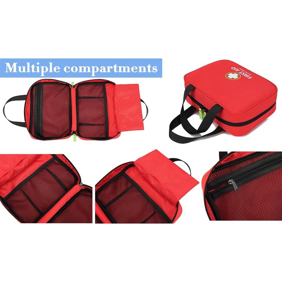Handy First Aid Bag Empty (Bag Only), First Aid Kit Portable For Home, Office, Vehicle, Emergency Kit For Your Next Adventure, First Aid Supplies Organizer Bag For Camping, Travel, Sports, Red Pouch
