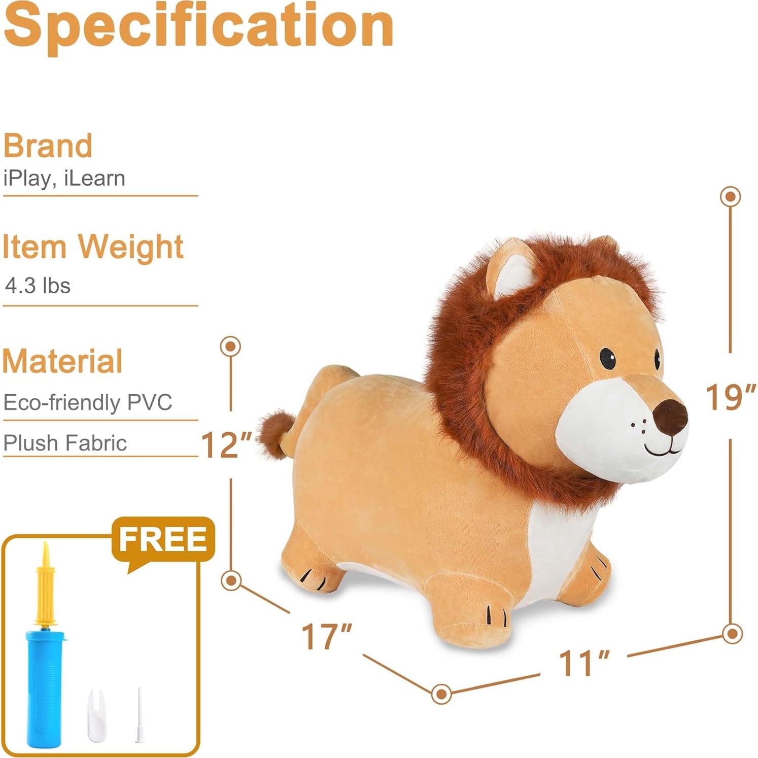 Saltarín Inflable León iPlay, Juguete para Niños 2-5 Años