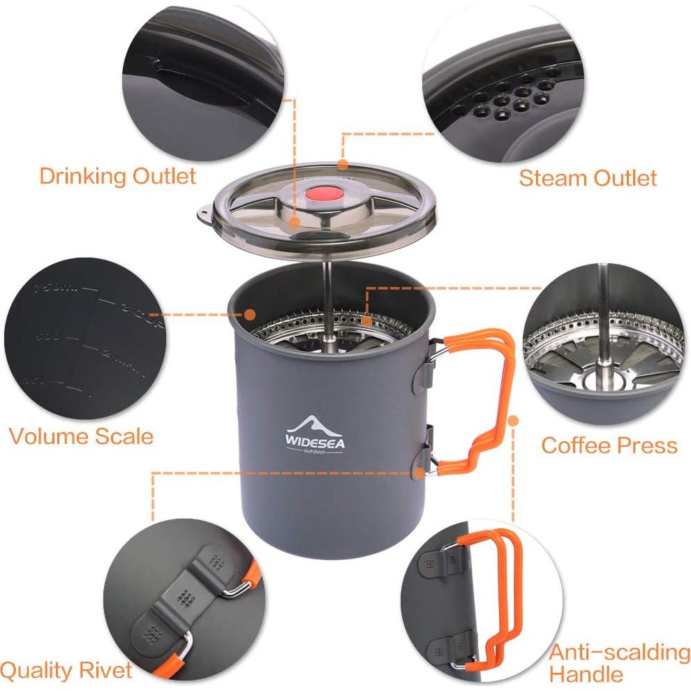 Cafetera de Camping Widesea 750ML Prensa Francesa Plegable