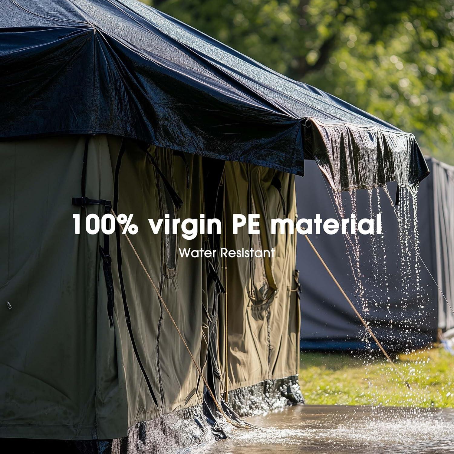 Lona Reforzada Impermeable Yescom 12x16ft 14 Mil Plata Negra