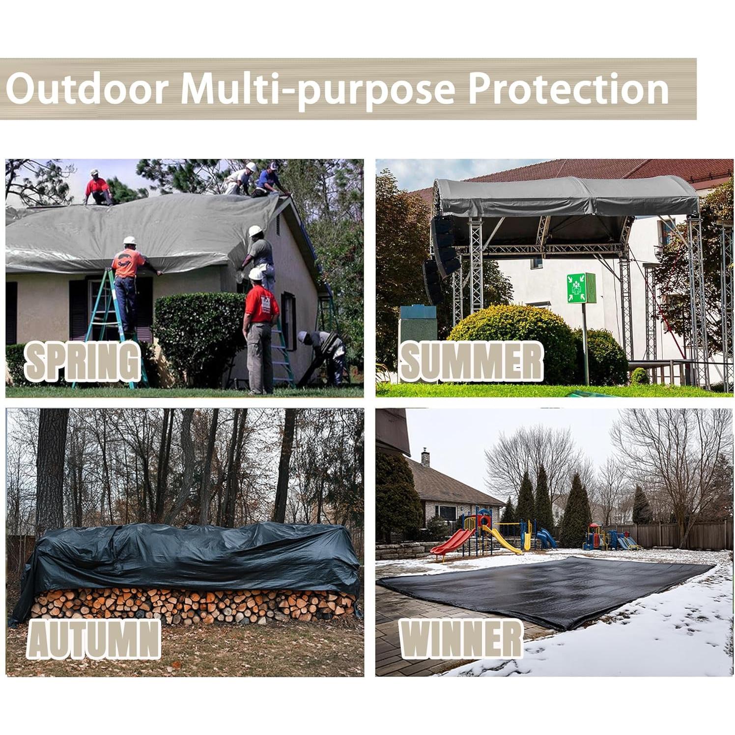 Lona Reforzada Impermeable Yescom 12x16ft 14 Mil Plata Negra